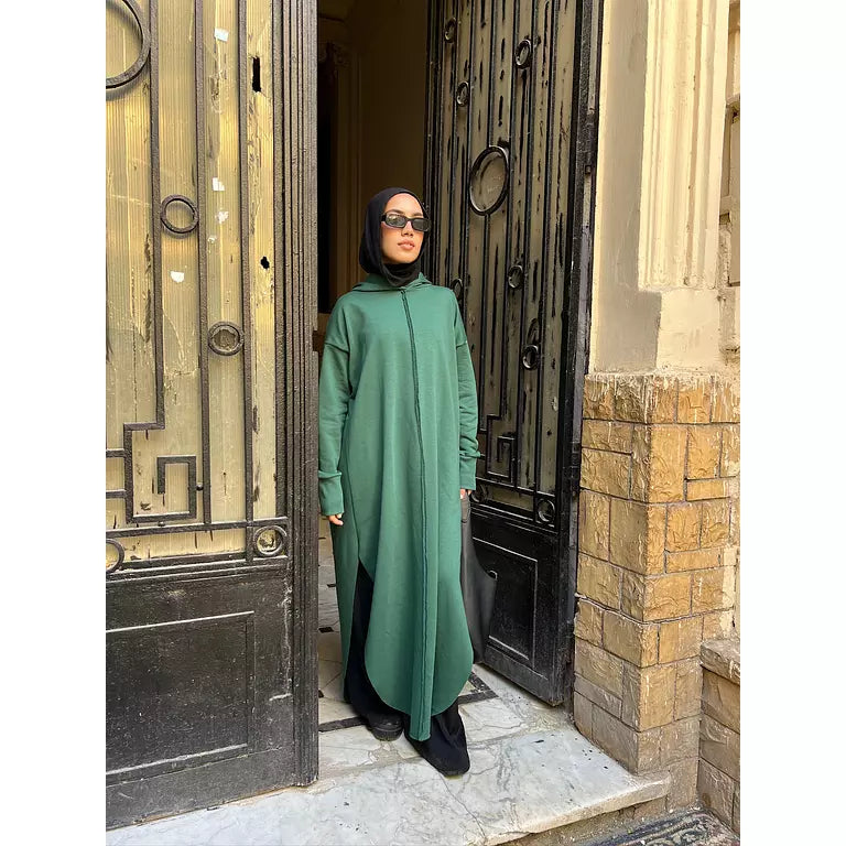 Rounded Hoodie In Green