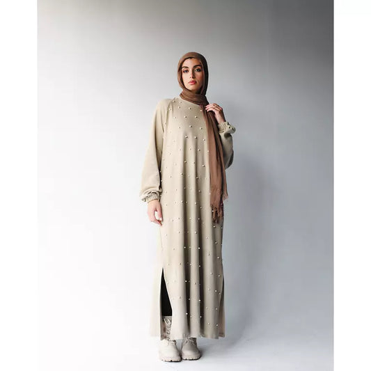 Pearl Wool Dress In Crème