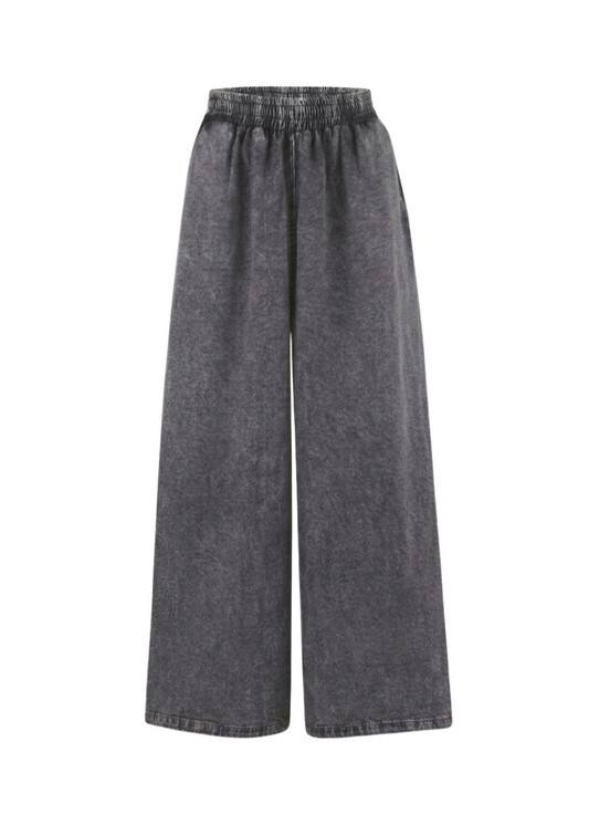 Wide Leg Black Denim Pants