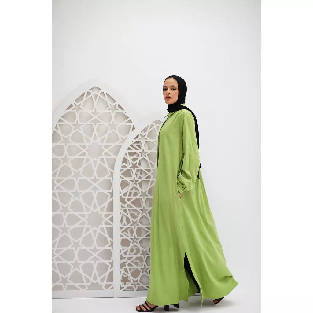 Maxi Linen Shirt In Apple Green