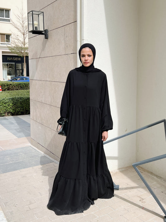 Layered buttoned Abaya