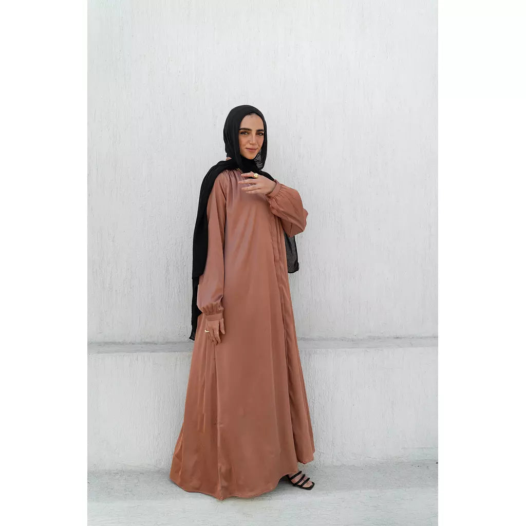 Tan Maxi Satin Shirt