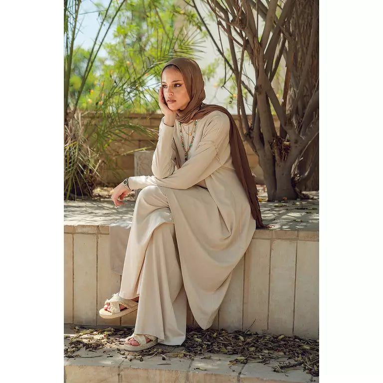 Ribbed Cotton Set in Beige
