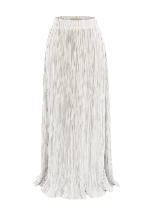 Crushed Chiffon Skirt In White
