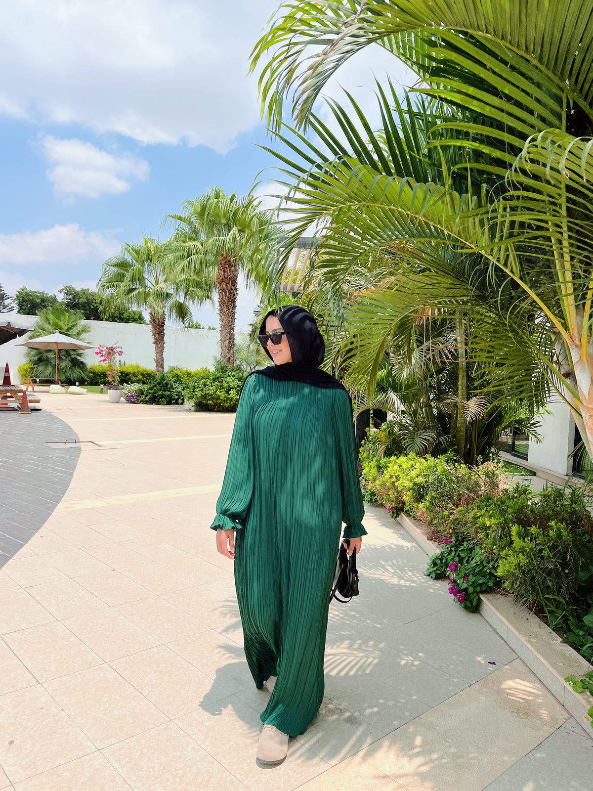 Pleated Dress In Green