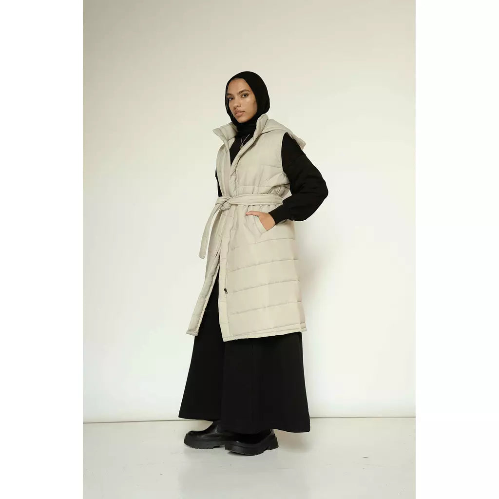 Puffer Vest In Beige