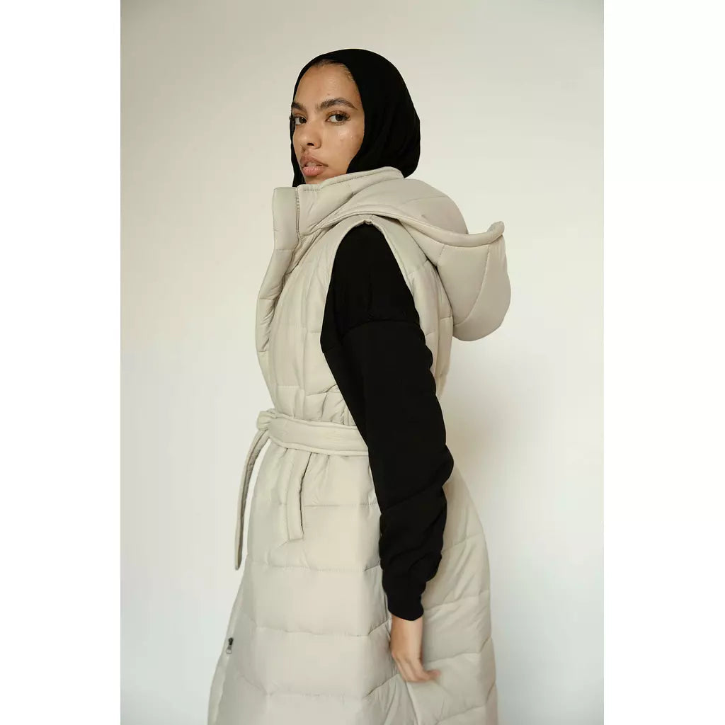 Puffer Vest In Beige