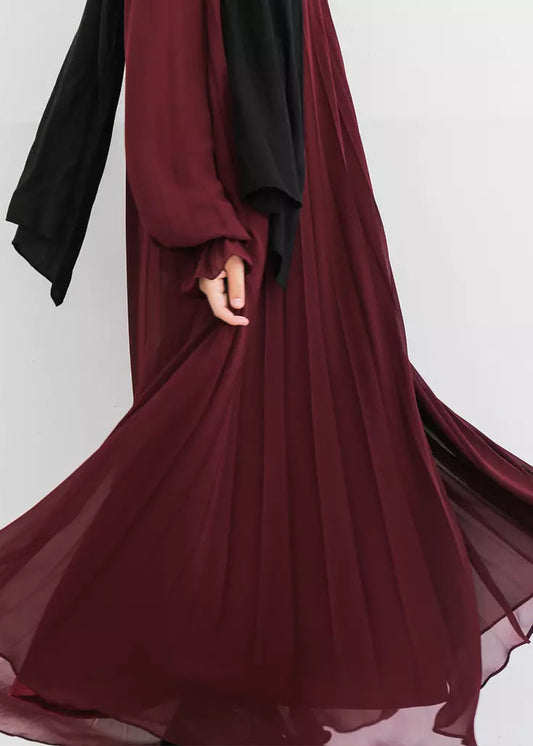 Cloach Pleated Dress In Burgundy