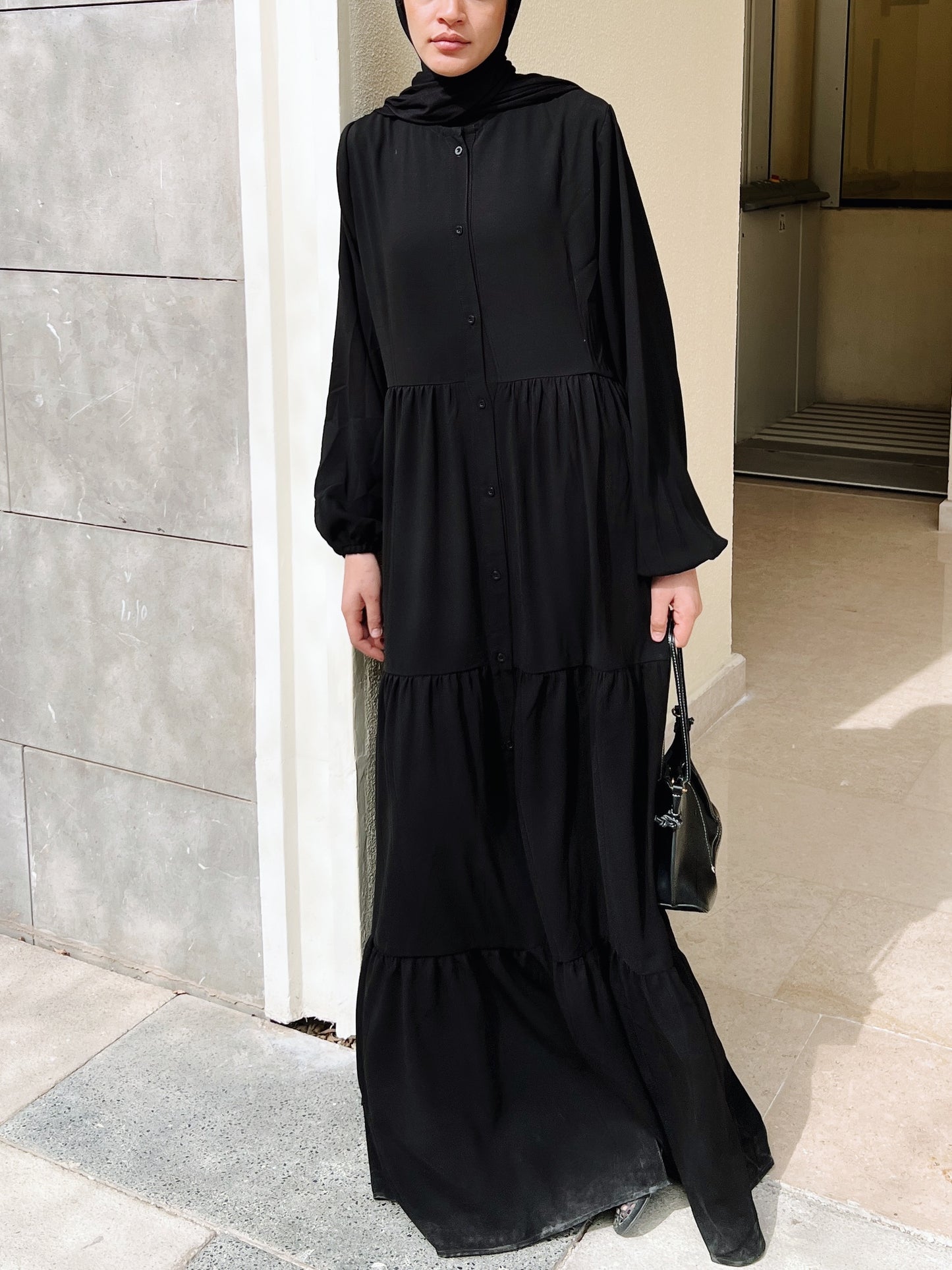 Layered buttoned Abaya