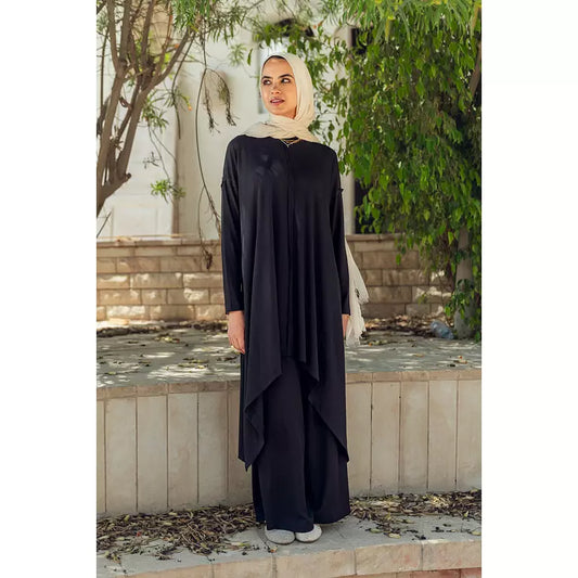 Ribbed Cotton Set in Black