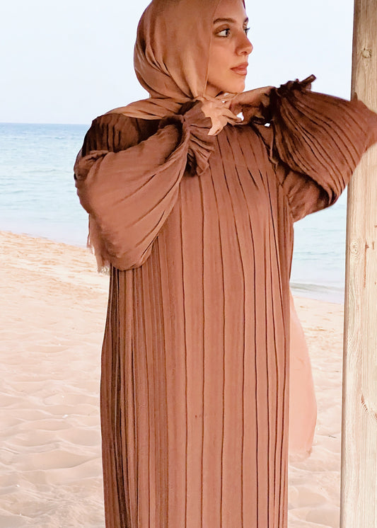 Pleated Dress In Brown
