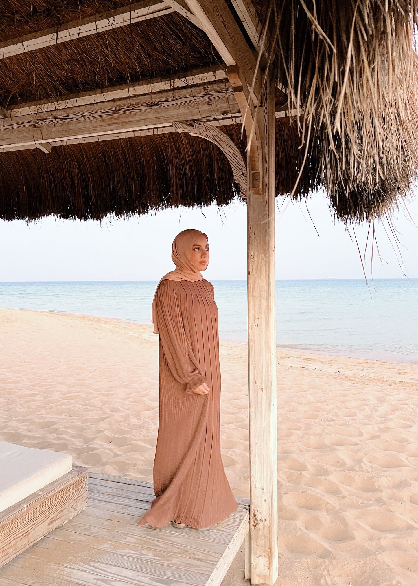 Pleated Dress In Brown