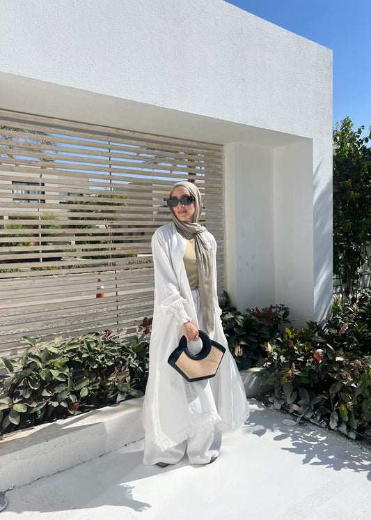 Asymmetric Linen Set In White