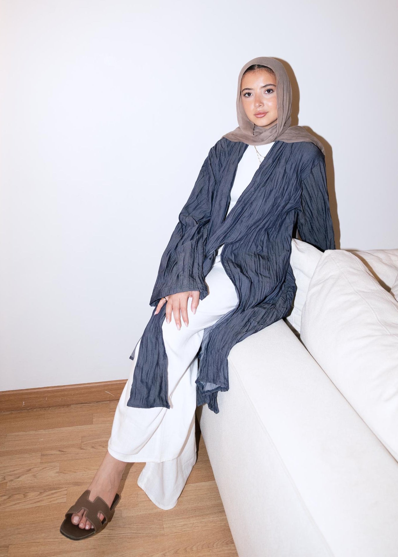 The Textured Denim Cardigan In Blue Denim