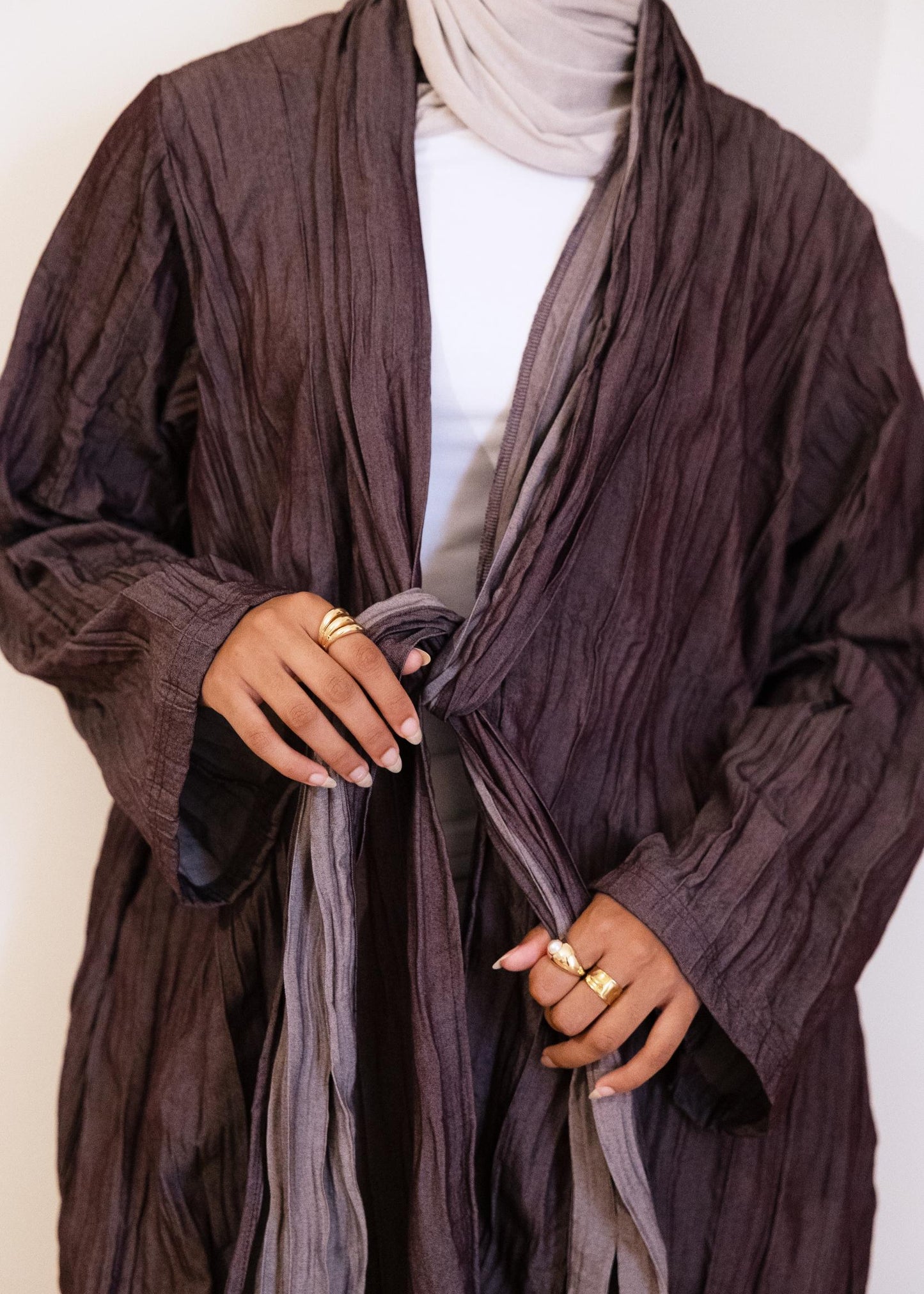 The Textured Denim Cardigan In Burgundy