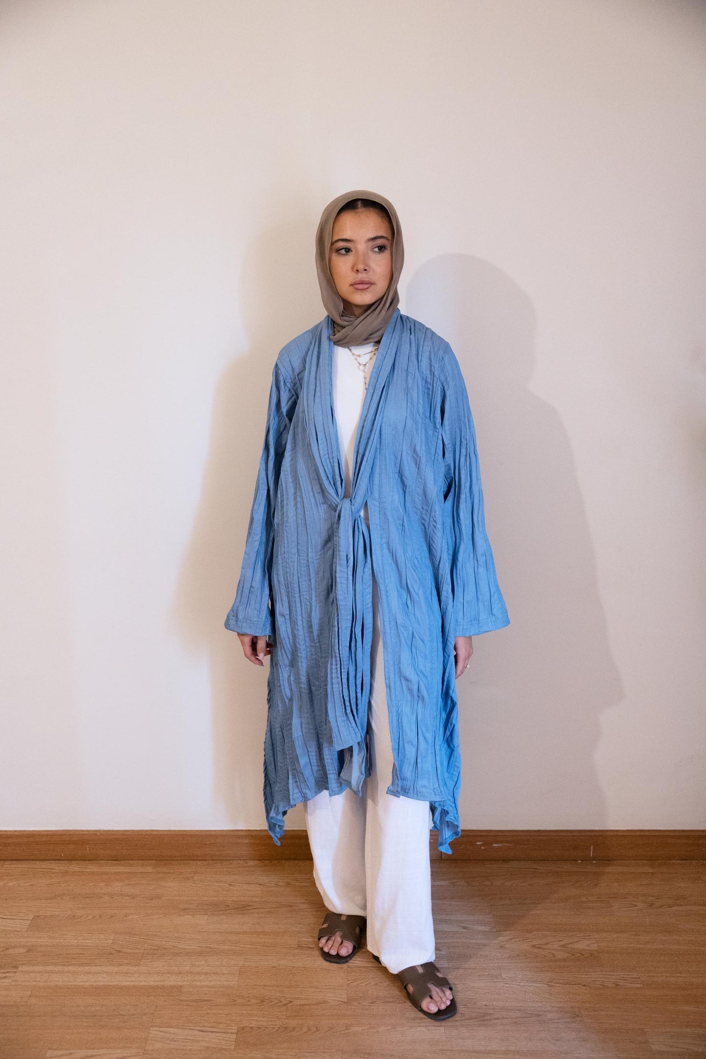 The Textured Denim Cardigan In Light Blue