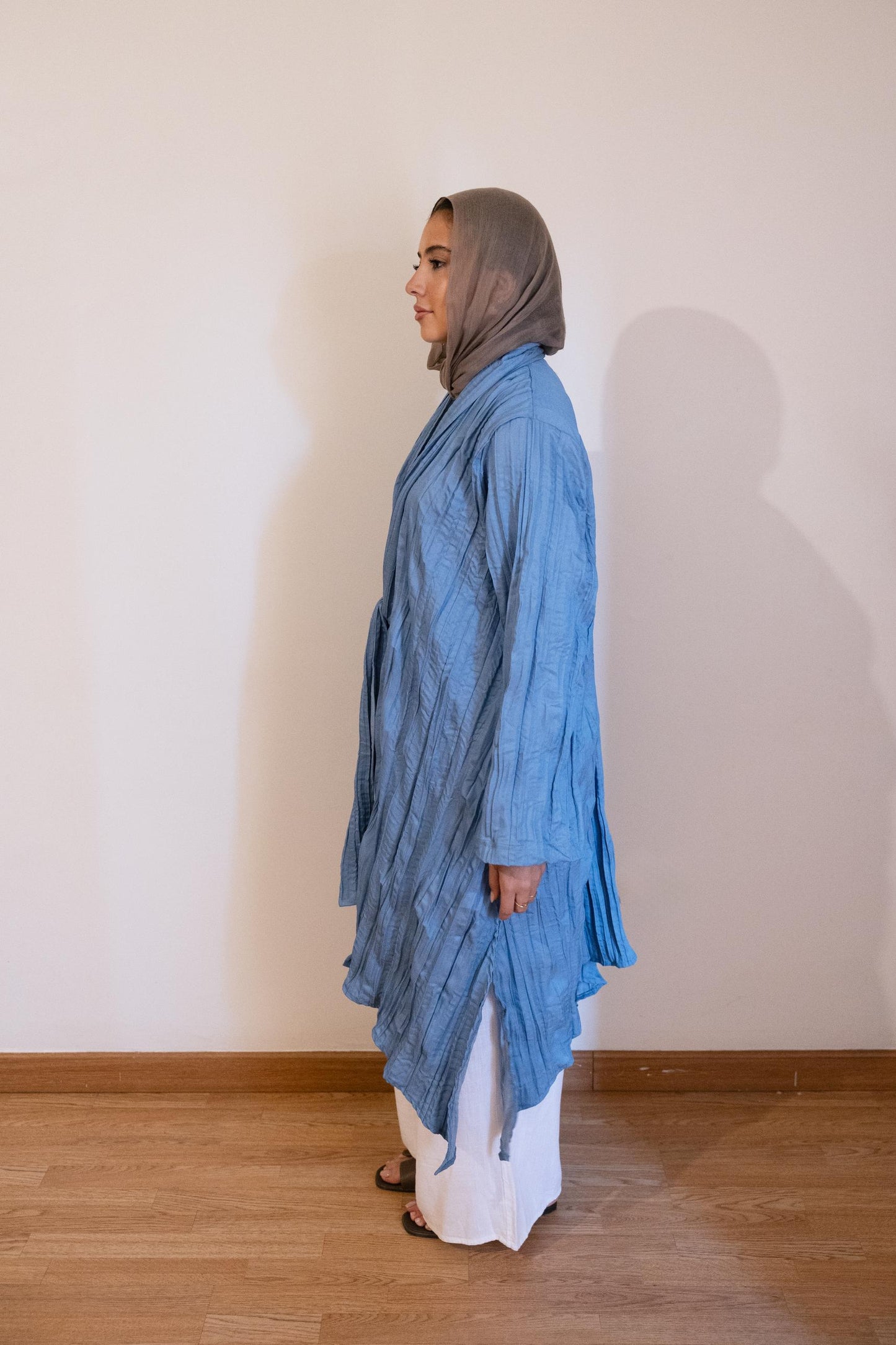 The Textured Denim Cardigan In Light Blue