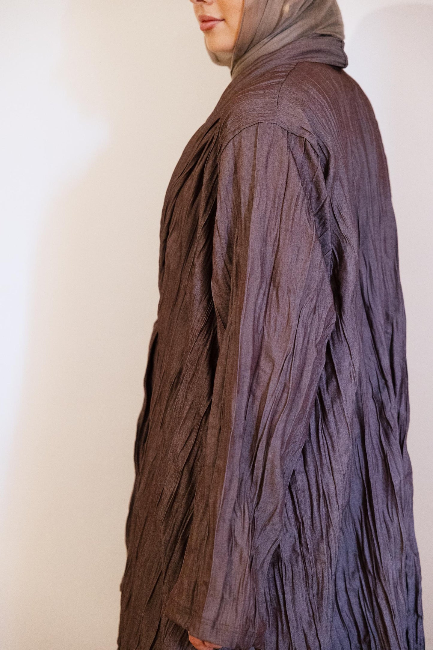 The Textured Denim Cardigan In Brown