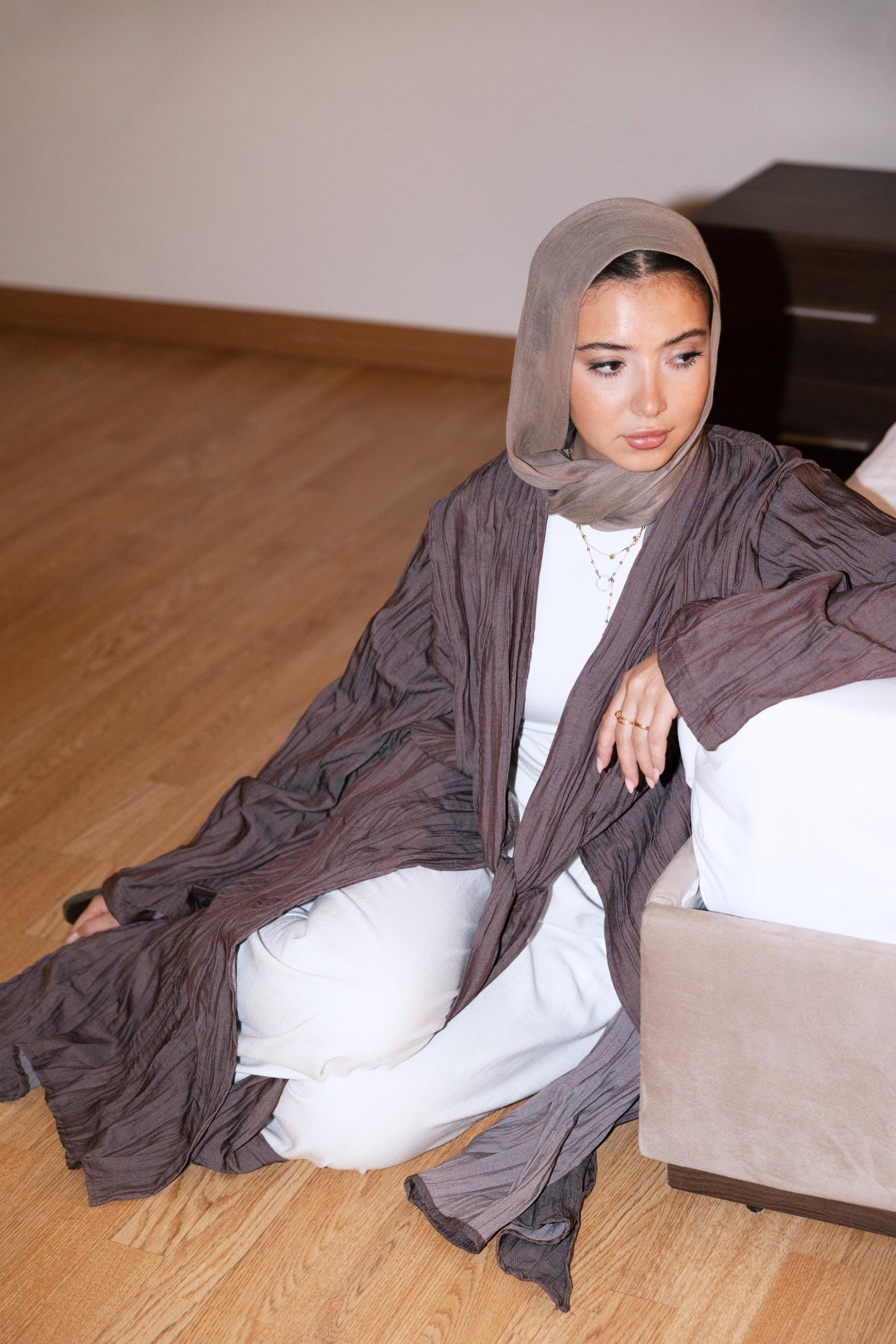 The Textured Denim Cardigan In Brown
