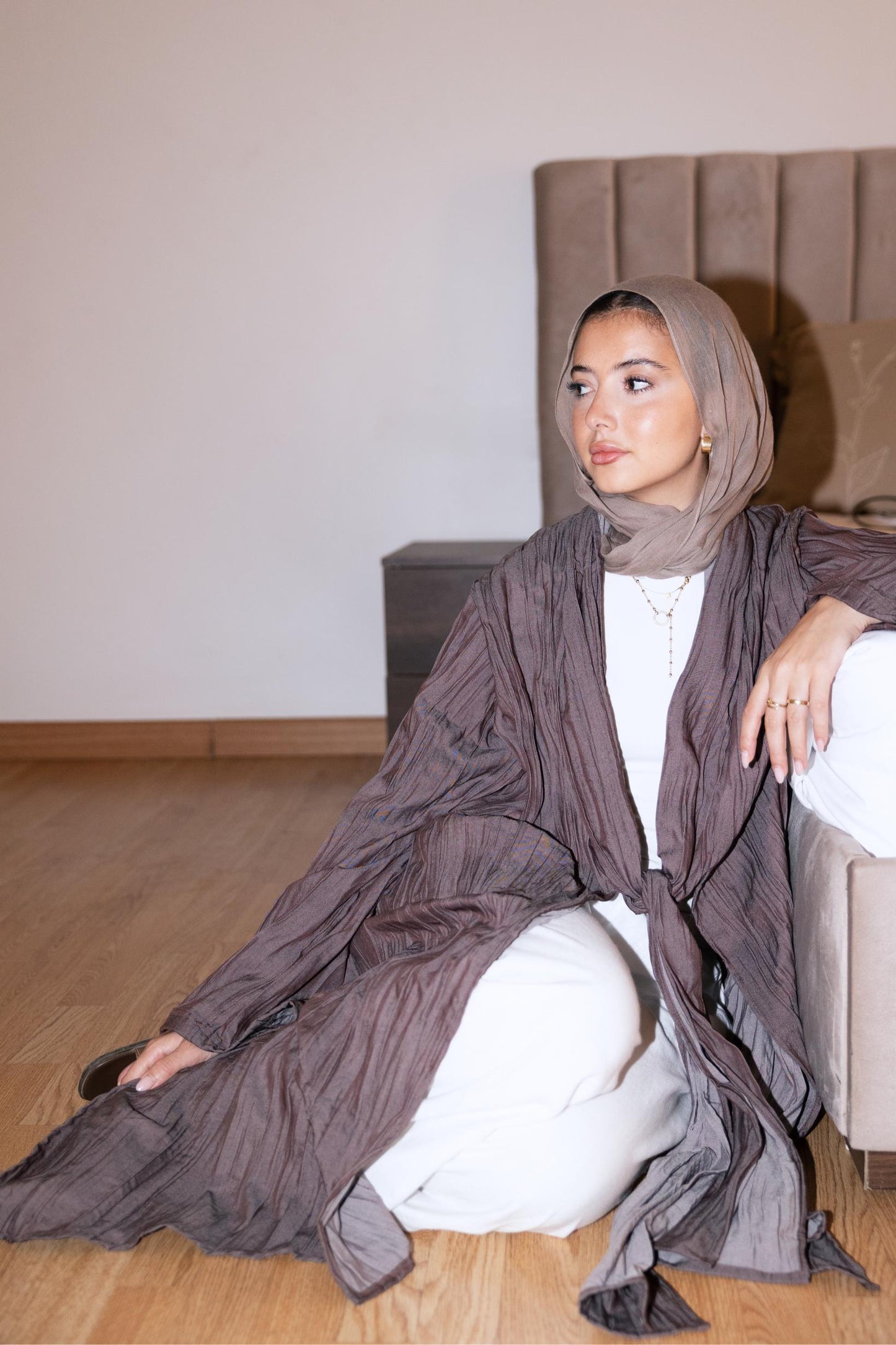 The Textured Denim Cardigan In Brown