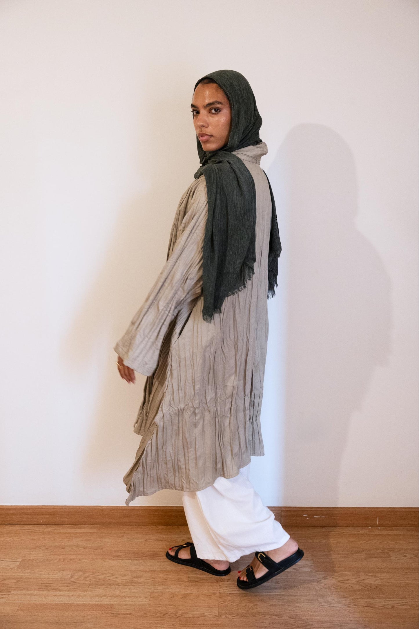 The Textured Denim Cardigan In Mint Green