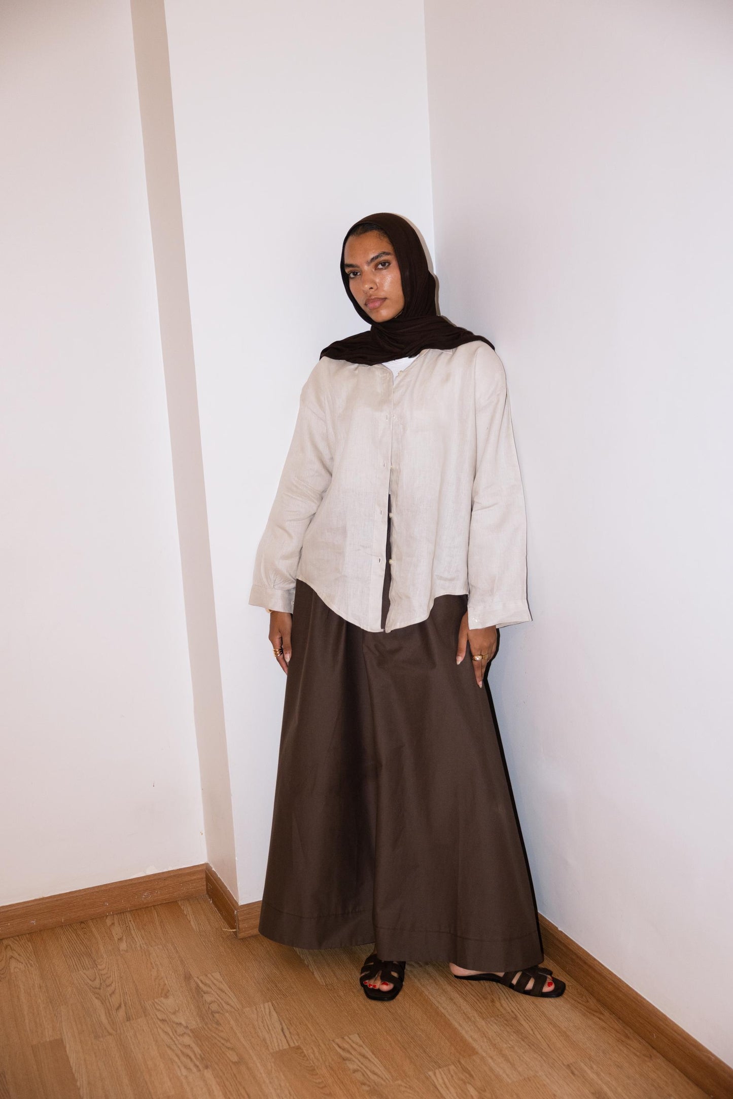 Poplin Skirt In Brown