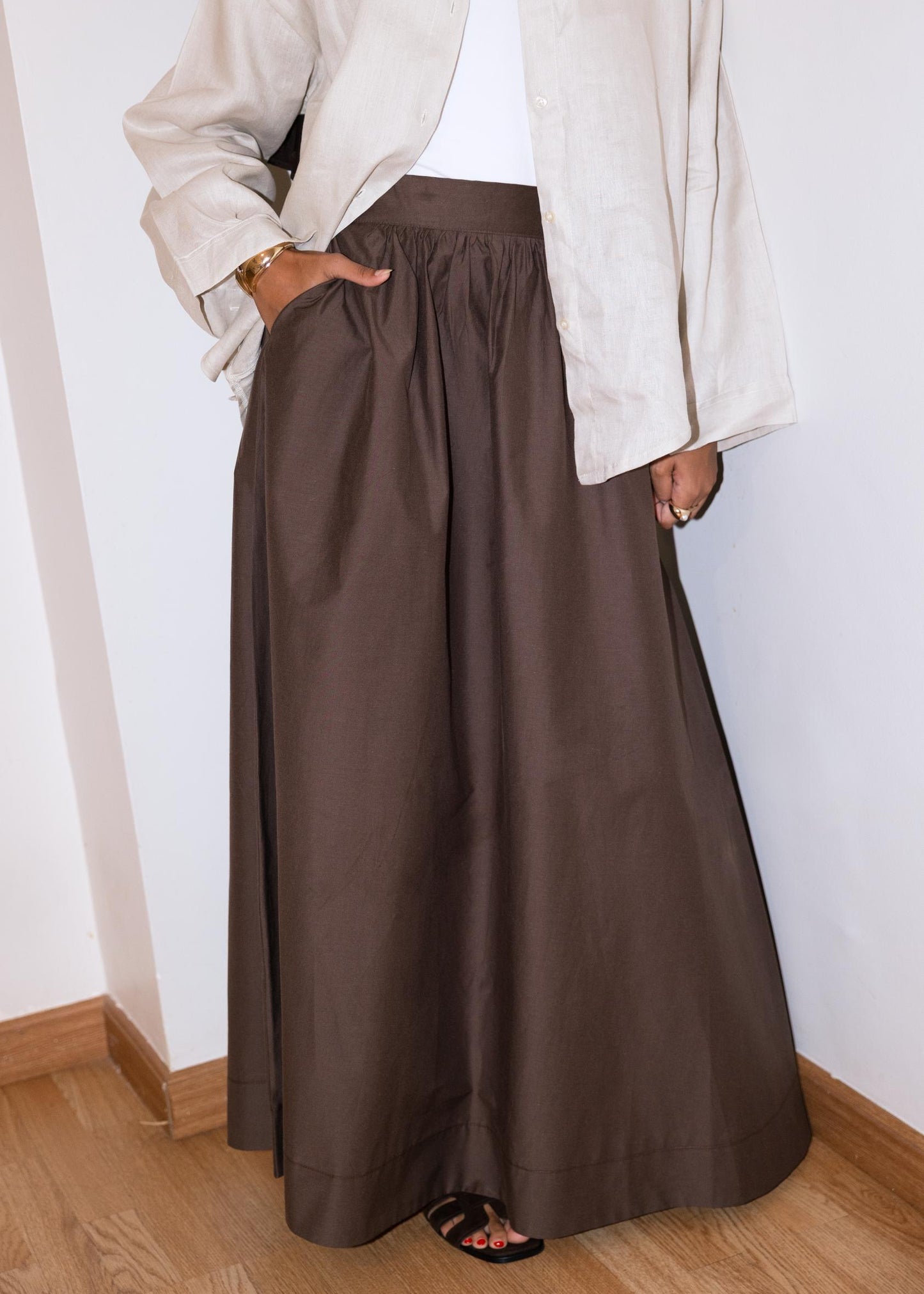 Poplin Skirt In Brown