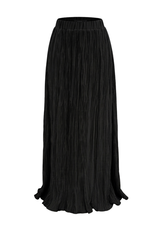 Crushed Chiffon Skirt In Black