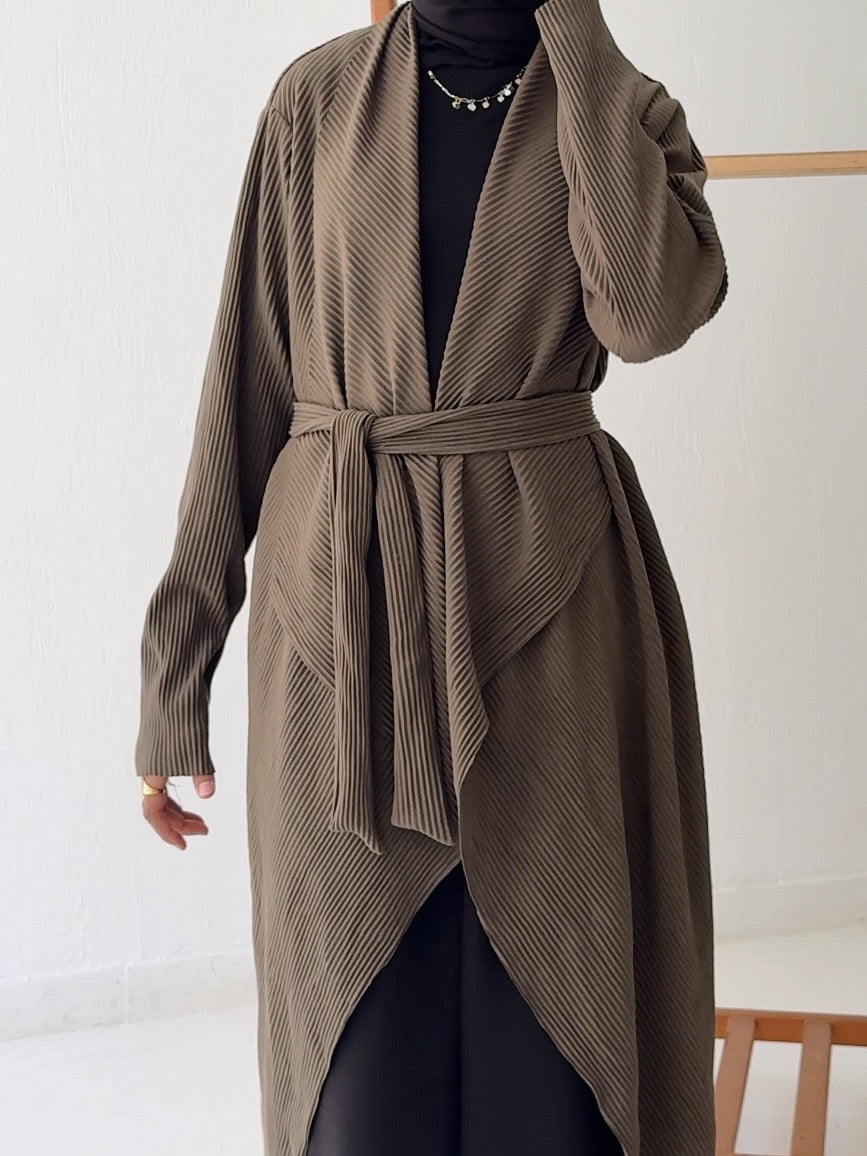 The Pleated Grace Kaftan In Shadow Olive
