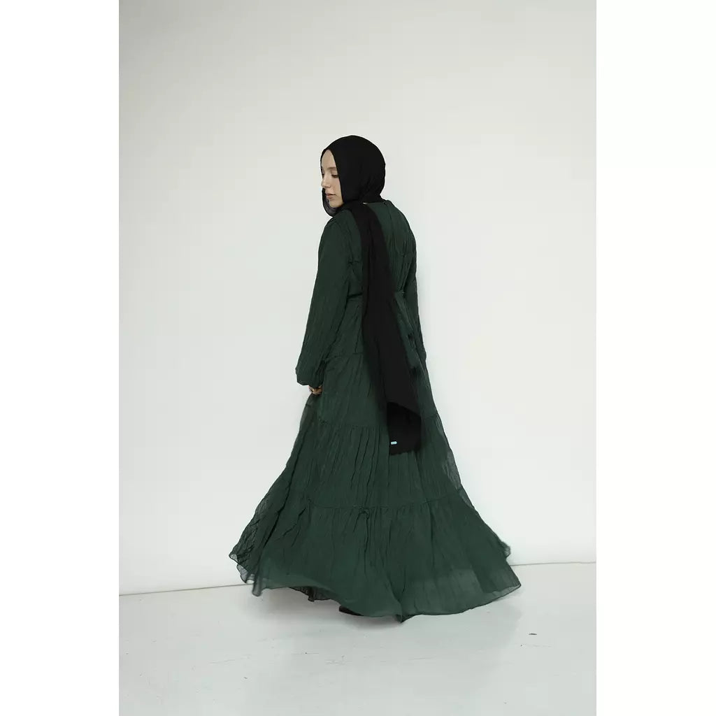 Crushed Flowy Dress in Green