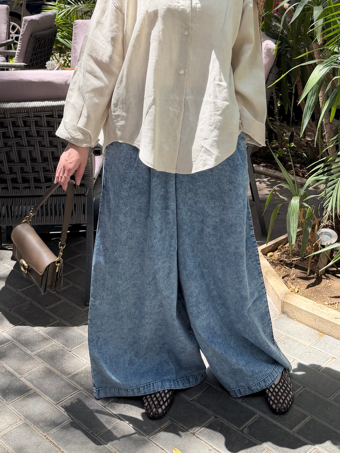 Wide Leg Light Denim Pants
