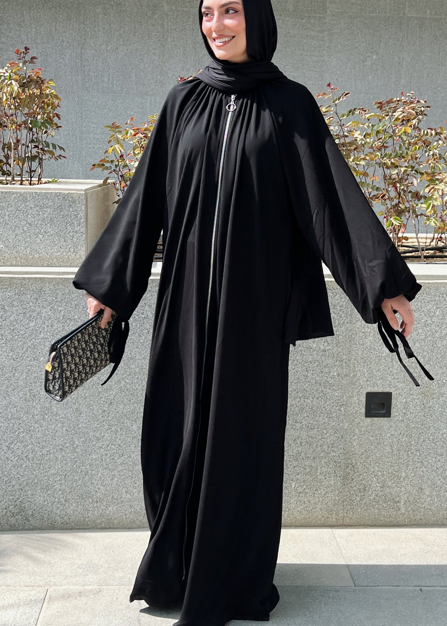Full Zipper Gather Abaya