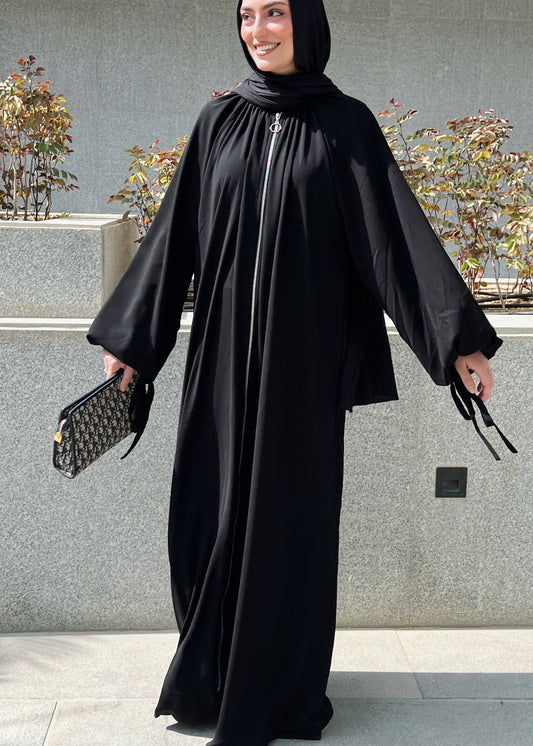 Full Zipper Gather Abaya
