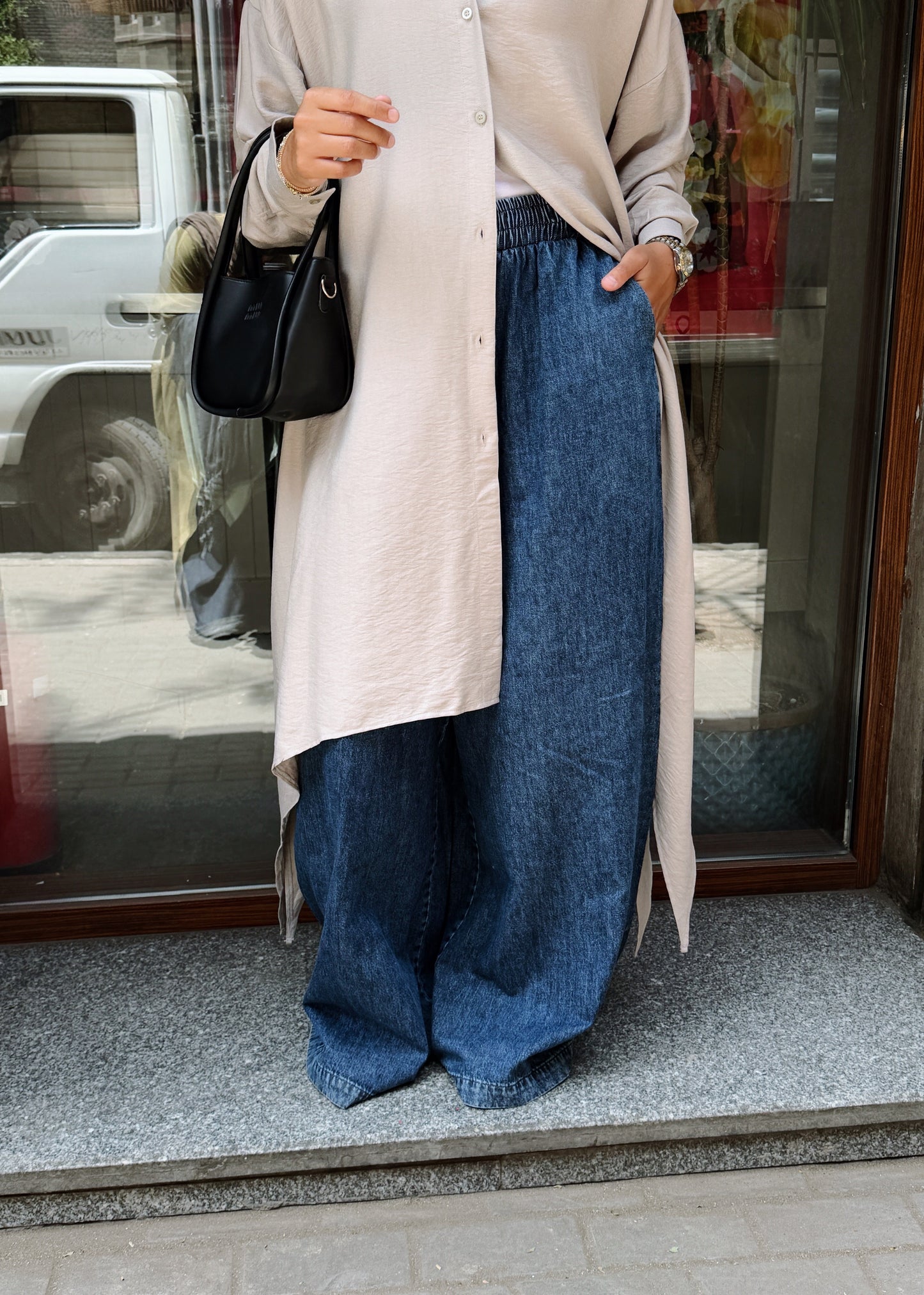 Indigo Wide Leg Denim Pants