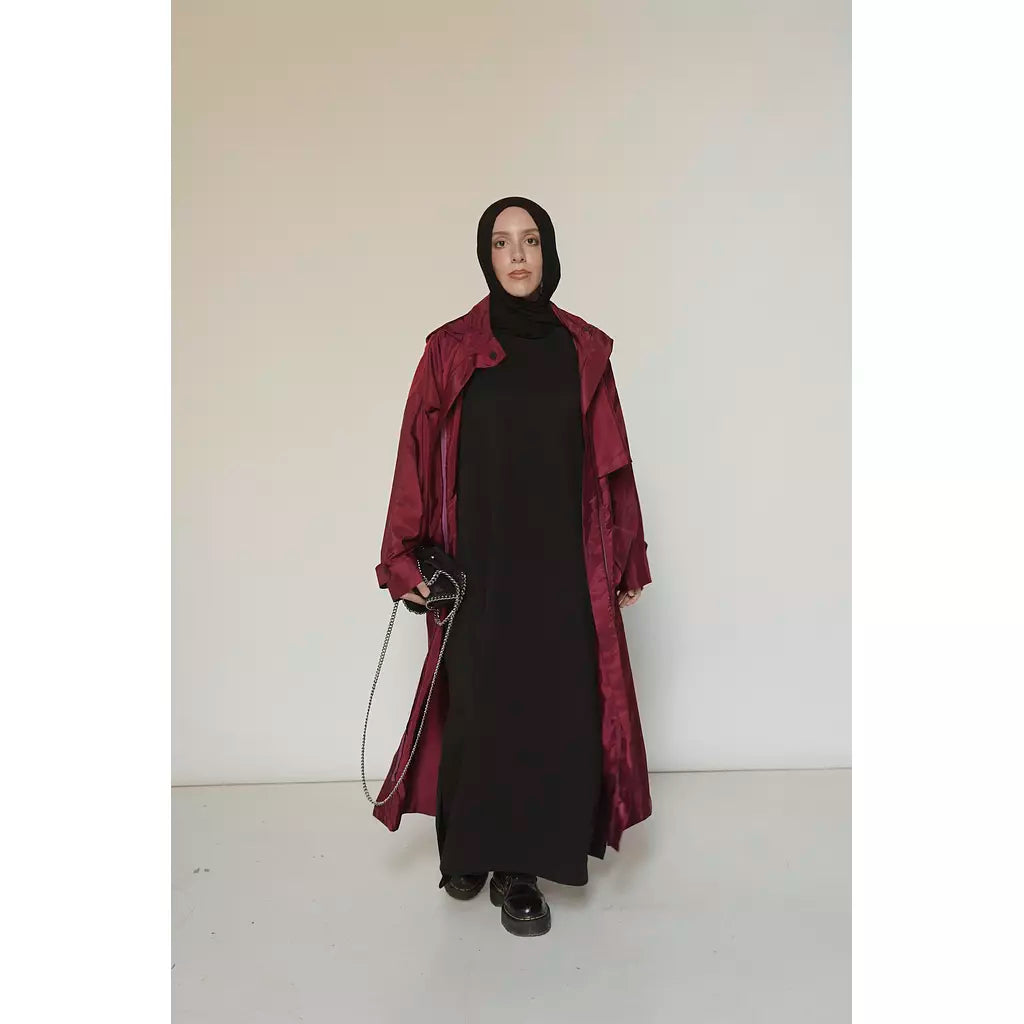 Waterproof Trench Coat in Burgundy