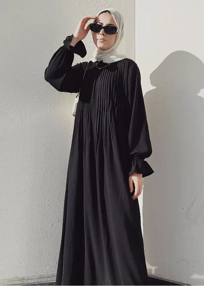 Front Pleated Abaya Dress