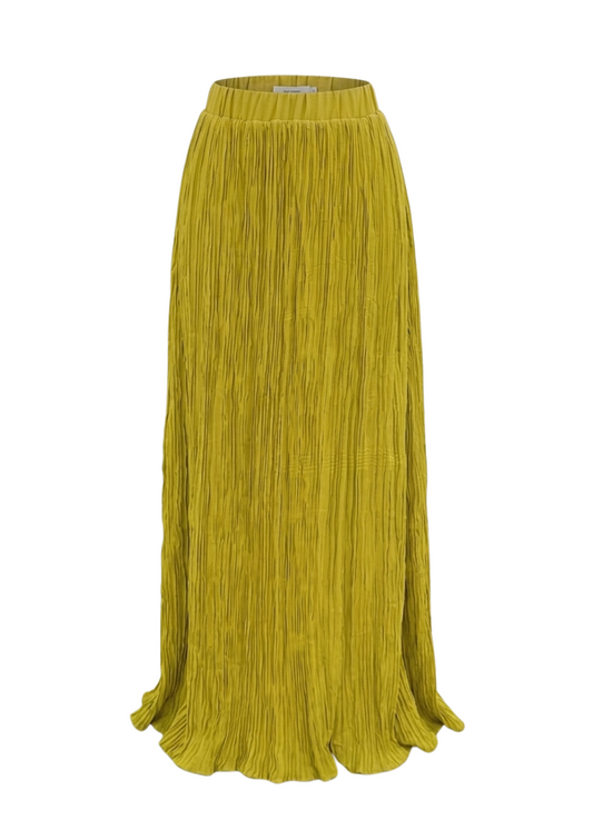 Crushed Chiffon Skirt In Apple Green