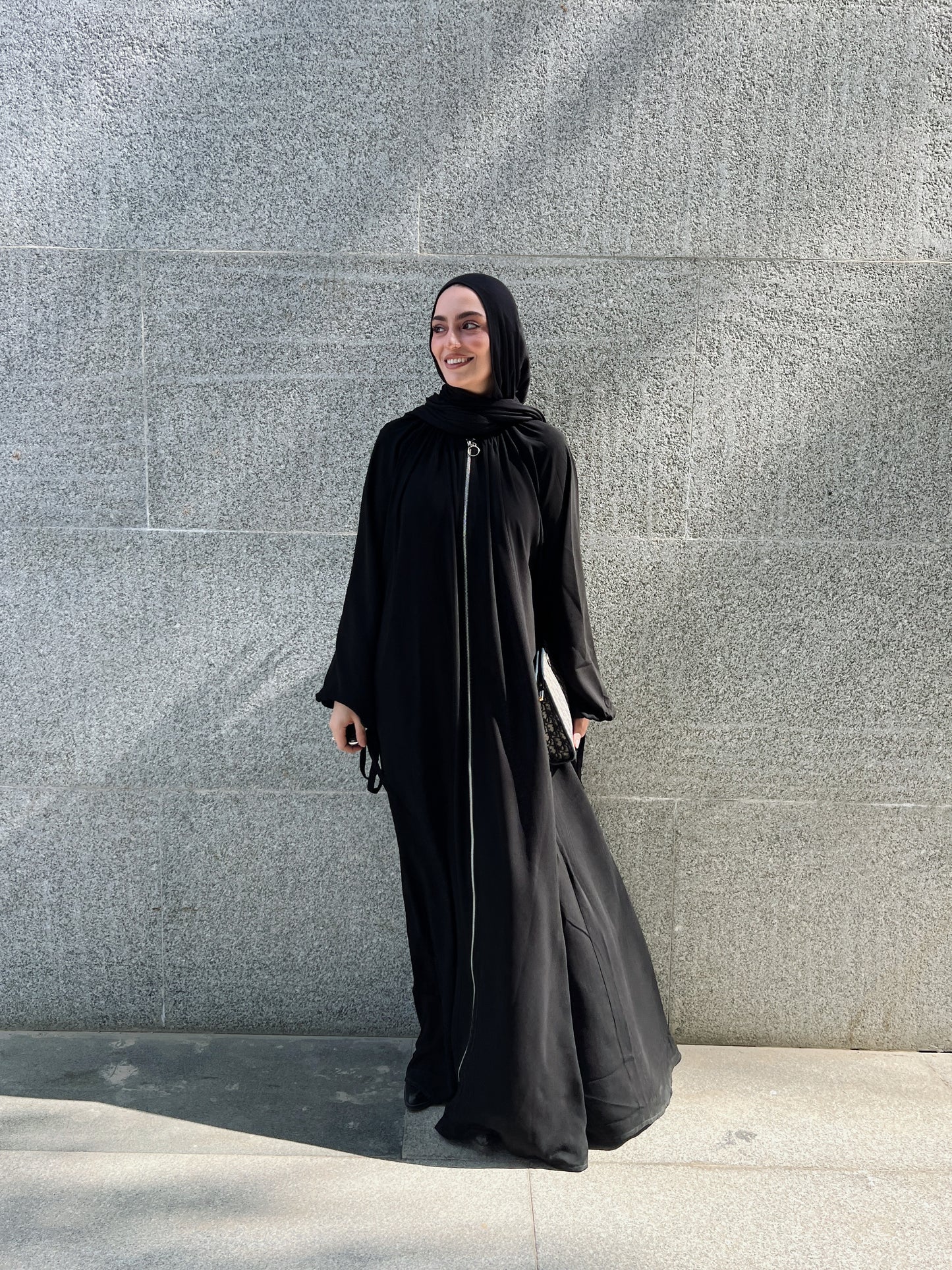 Full Zipper Gather Abaya