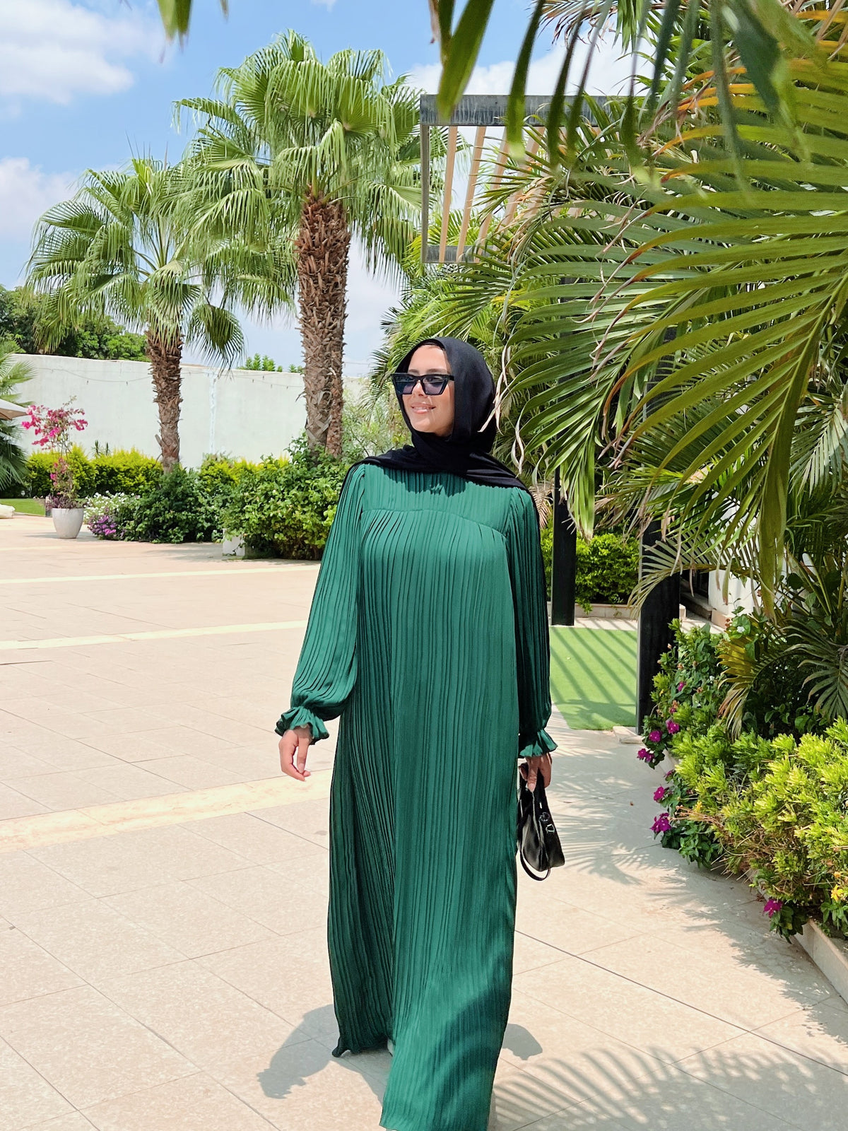 Pleated Dress In Green