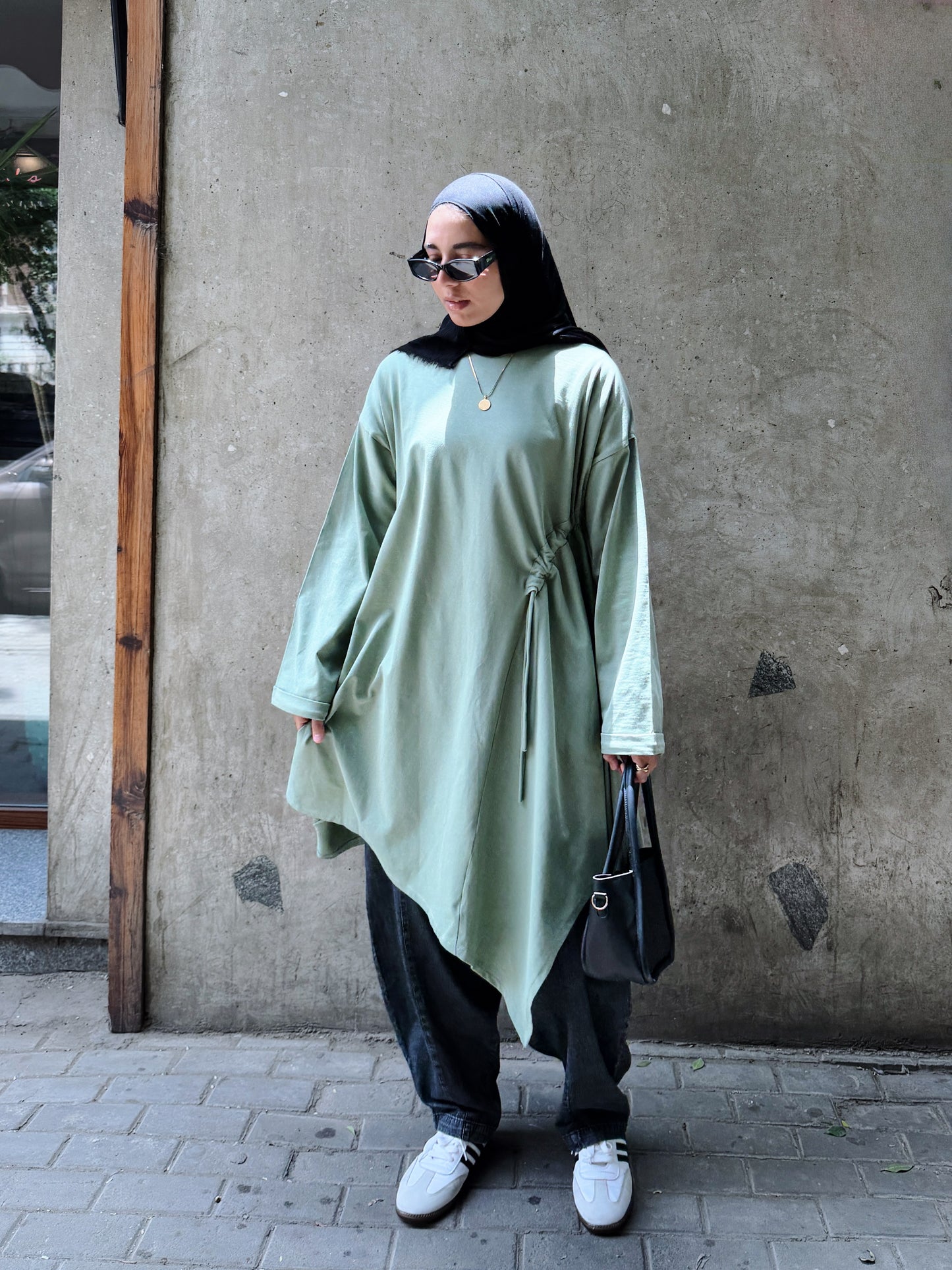 Breeze Drawstring Top In Earthy Olive