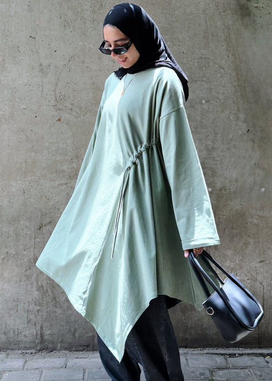 Breeze Drawstring Top In Earthy Olive
