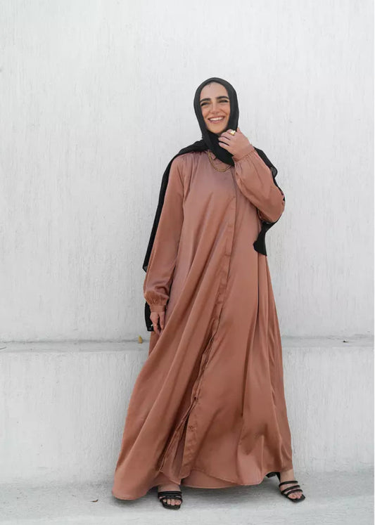 Tan Maxi Satin Shirt