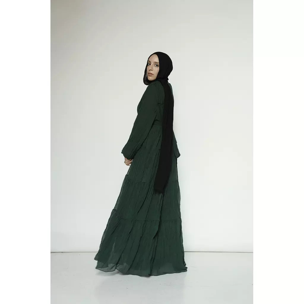 Crushed Flowy Dress in Green