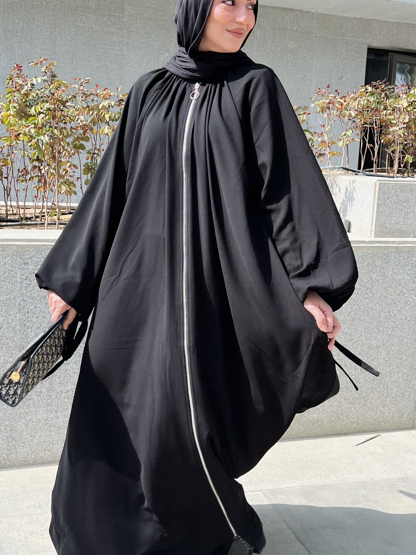 Full Zipper Gather Abaya