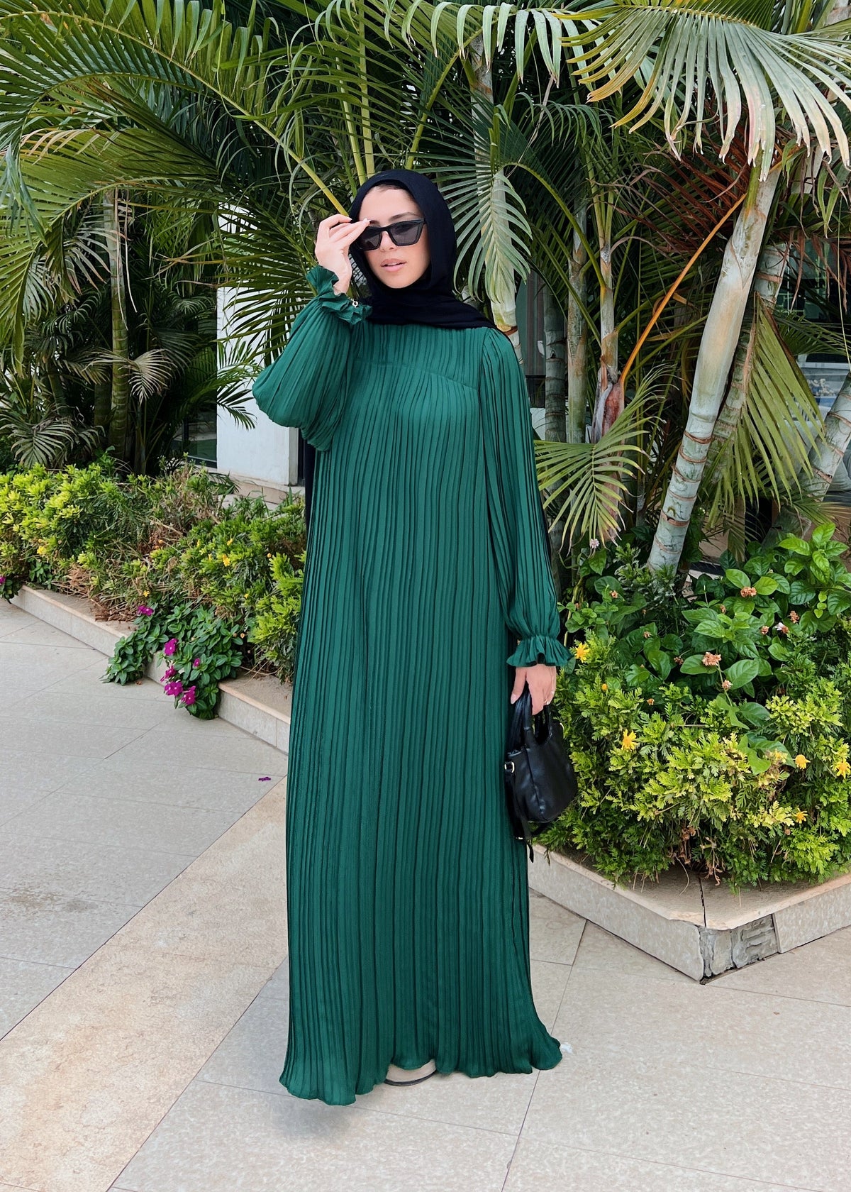 Pleated Dress In Green