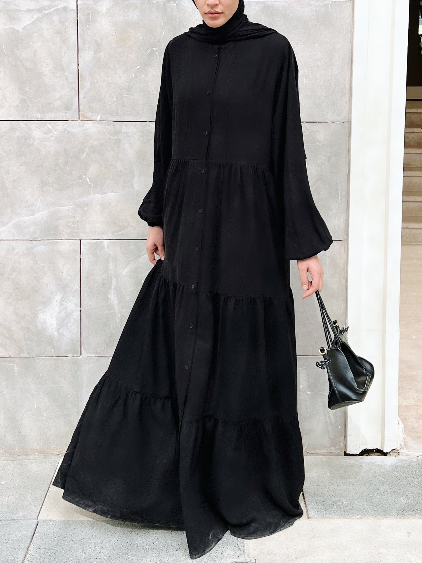 Layered buttoned Abaya