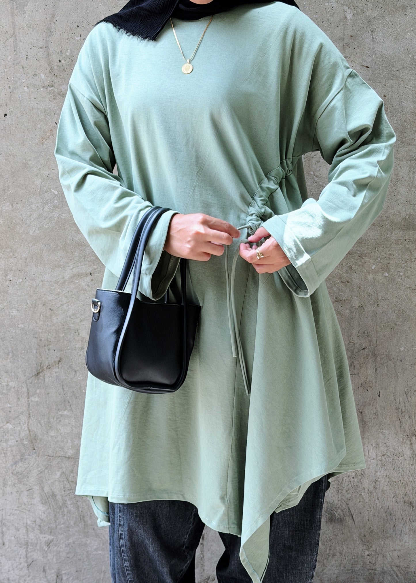 Breeze Drawstring Top In Earthy Olive