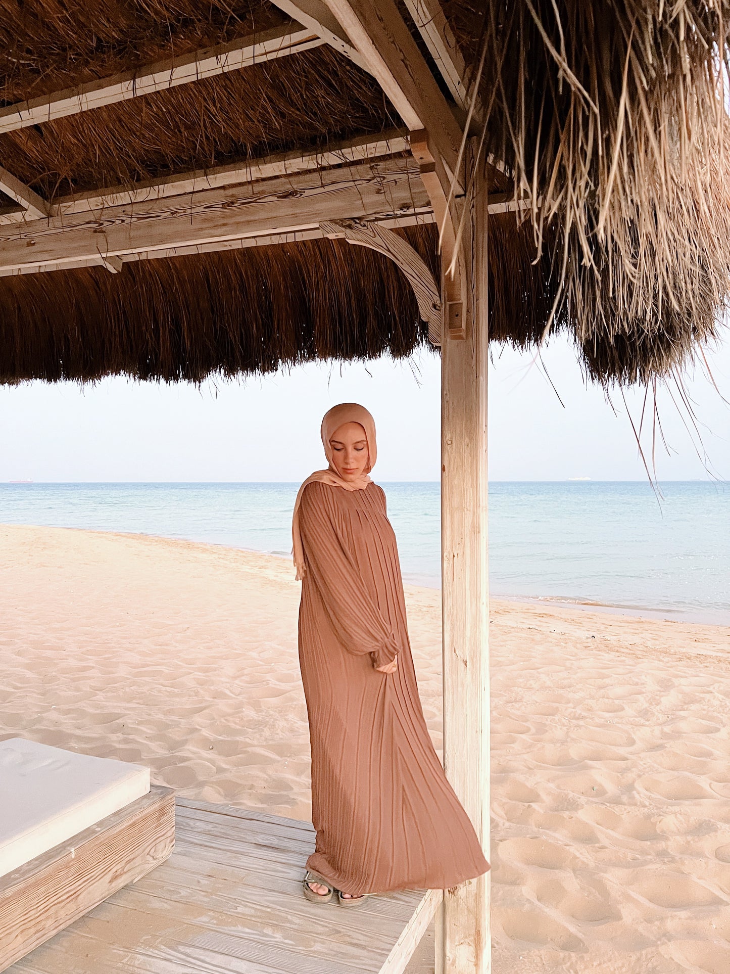 Pleated Dress In Brown