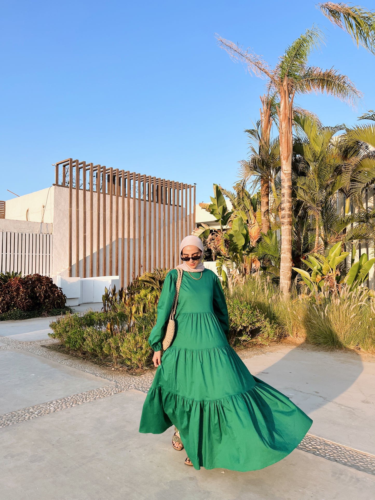 Poplin Gypsy Dress Green