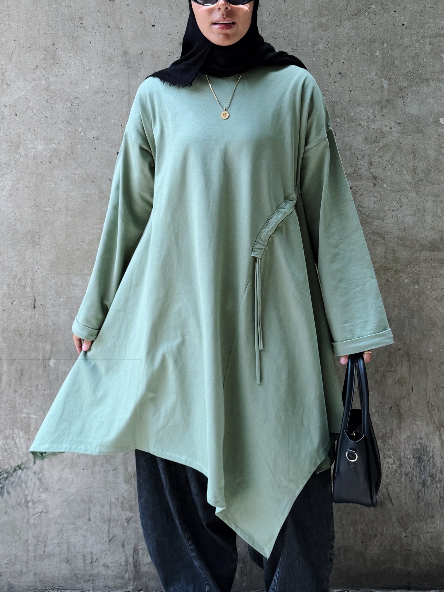 Breeze Drawstring Top In Earthy Olive